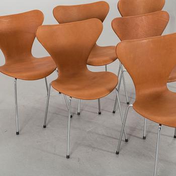 ARNE JACOBSEN, 6 st stolar, "Sjuan", Fritz Hansen.
