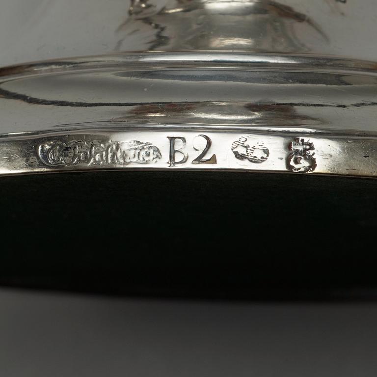 A pair of Swedish 18th century silver candlesticks, makers mark of Carl Fahlberg, Uppsala 1784-1786.