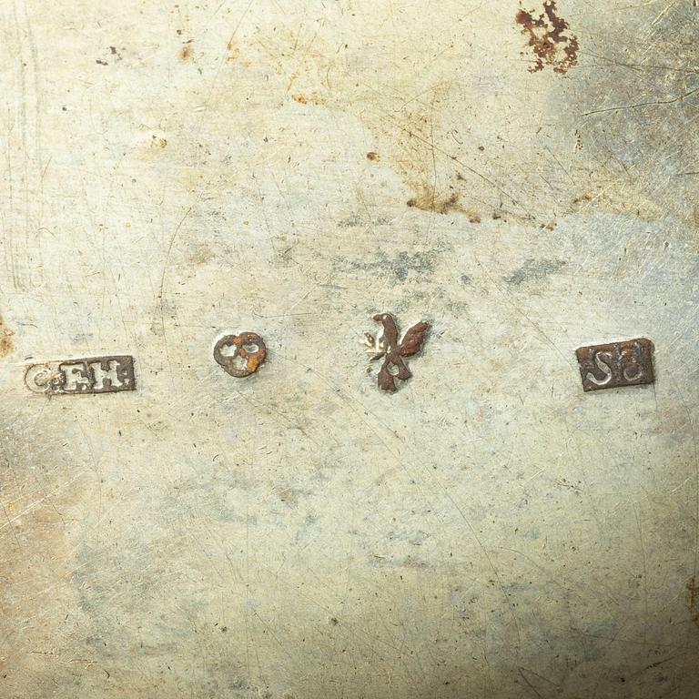 Six 19th century silver boxes.