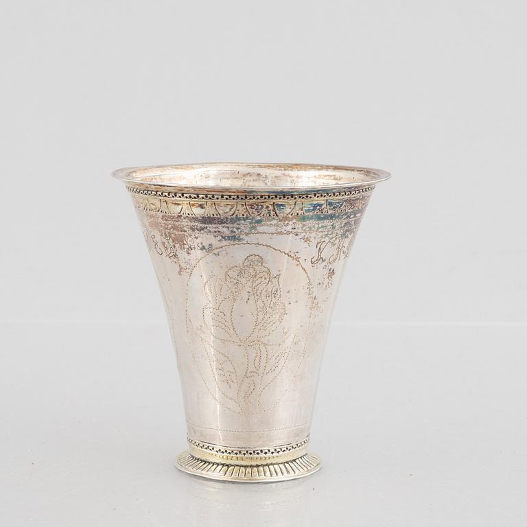 A Swedish parcel-gilt silver beaker, mark of Nils Grubb, Hudiksvall 1761.