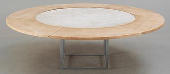 A Poul Kjaerholm marble top 'PK-54' dining table, Fritz Hansen, Denmark 1986.