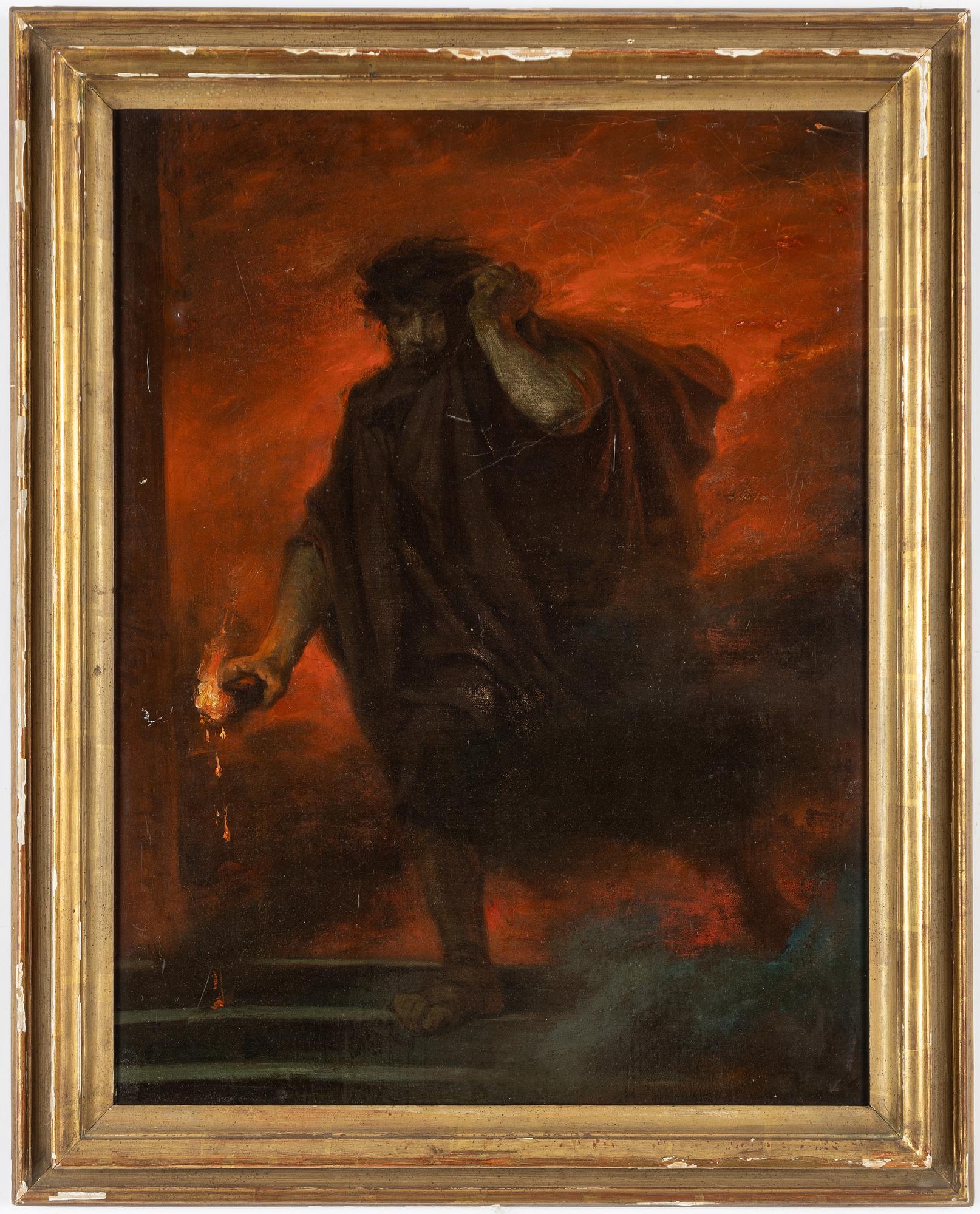 Unknown artist, 19th century, Man with a fire bowl.