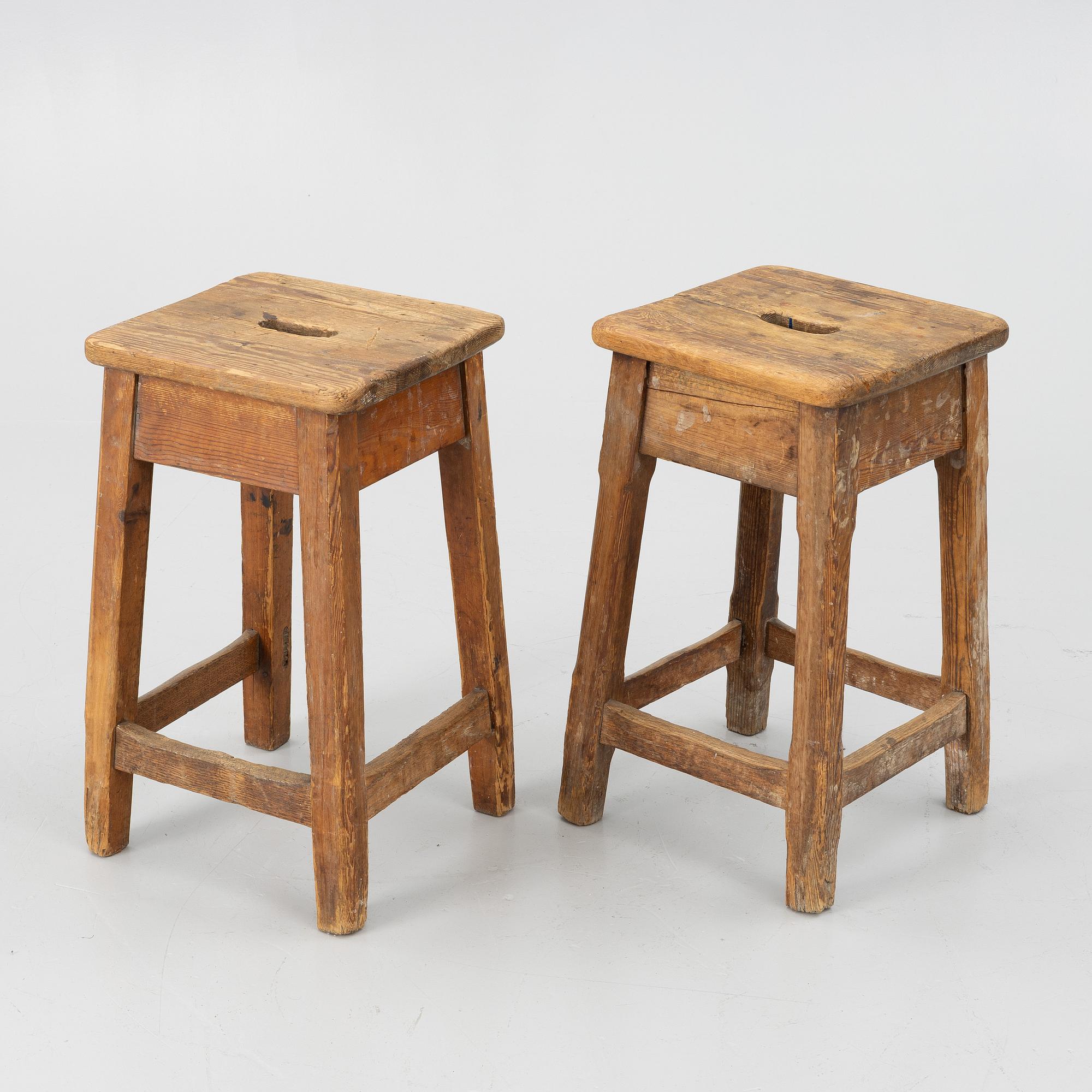 Stools, a pair, Technical School, 1930s.