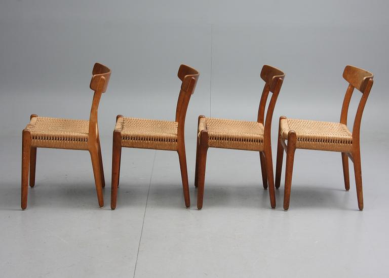 STOLAR, 4 st. Hans J Wegner, Carl Hansen & Son, Danmark.