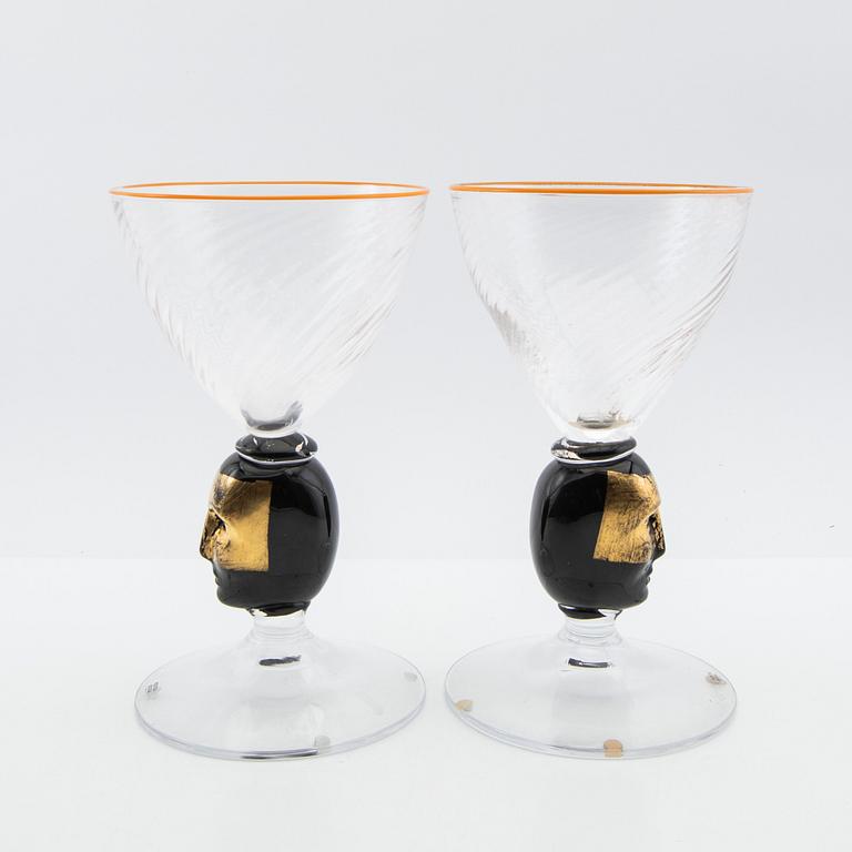 Bertil Vallien, Trophies, 2 pcs, "Head first", limited edition, Kosta Boda.