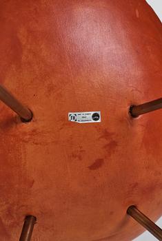 Arne Jacobsen, a cognac coloured leather "Drop chair", Fritz Hansen, Denmark 1964.