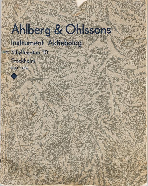 VALTHORN, försålt av Ahlberg & Ohlssons Instrument Aktiebolag, omkring 1936.