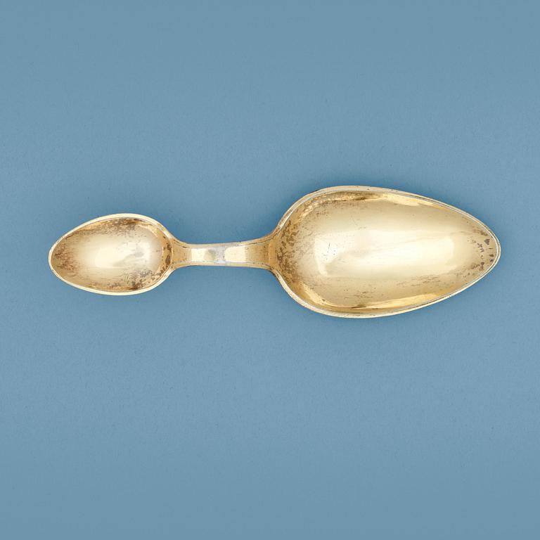A Swedish 19th century silver-gilt medicine-spoon, marks of Jonas Lindberg, Stockholm 1827.