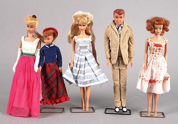 BARBIEDOCKOR, 5 st, Mattel. 1960/70-tal.