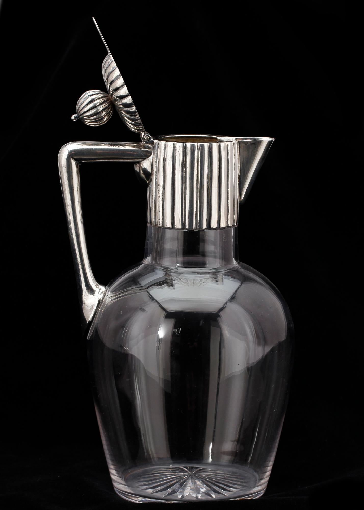 KANNA, glas med silverbeslag, Lud. W. Paar, Tyskland omkring 1900.