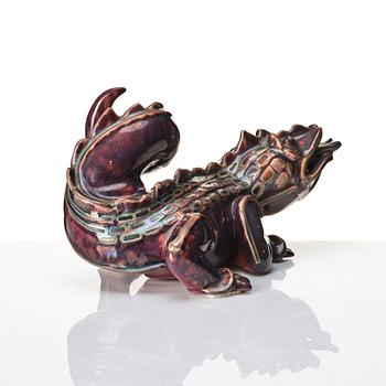 Wilhelm Kåge, a stoneware sculpture of a dragon, Gustavsberg, Sweden 1940-50s.