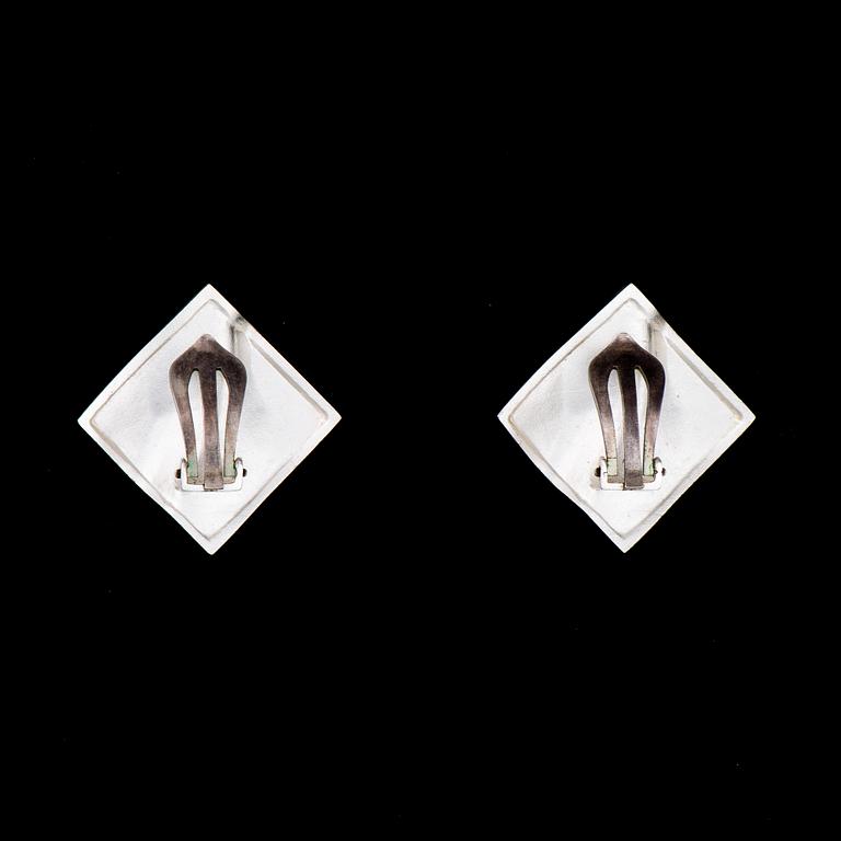 BJÖRN WECKSTRÖM, EARRINGS Shields, sterling silver, Lapponia 1981.