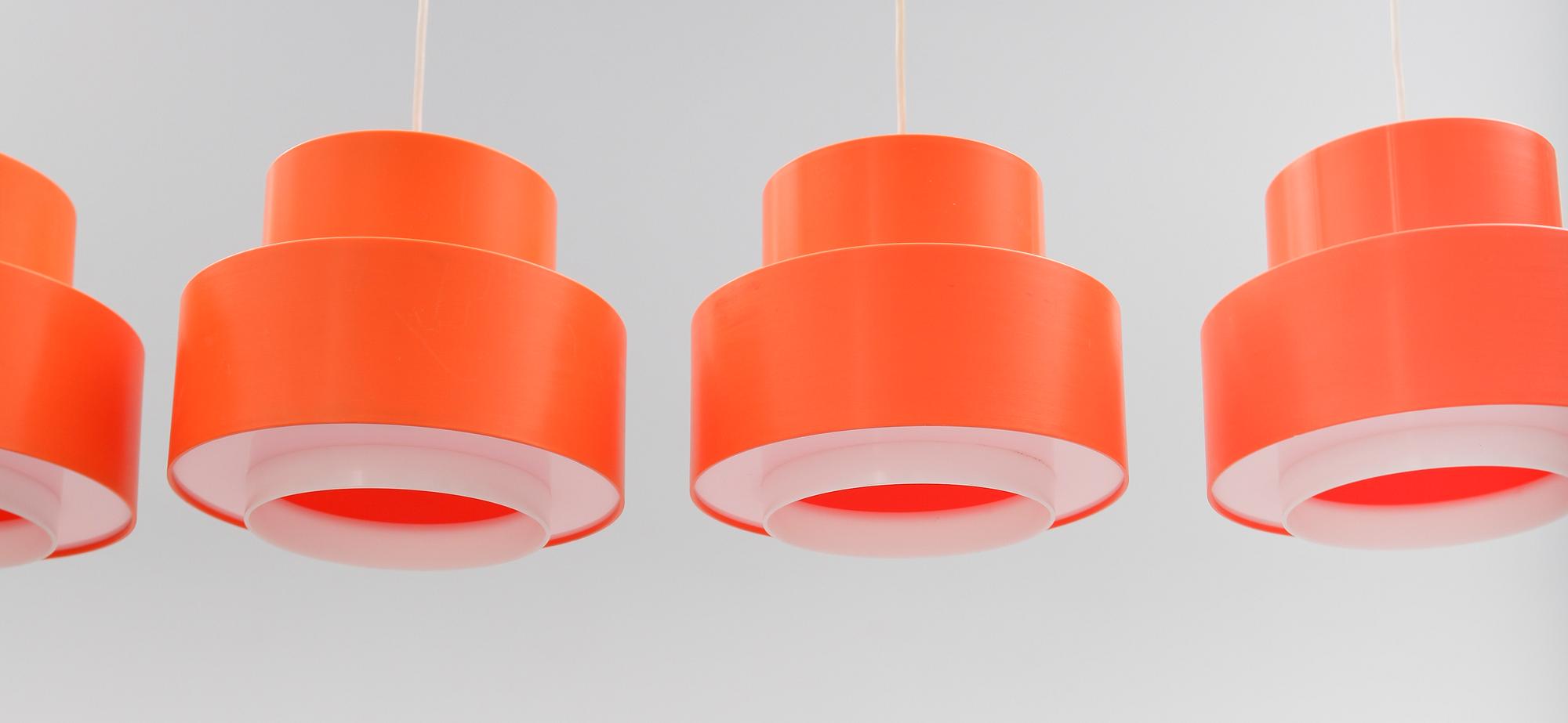 TAKLAMPOR, 4 st, Uno & Östen Christiansson för Luxus, 1900-talets andra hälft. Höjd ca 27 cm.