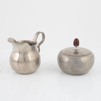 Josef Frank, a pewter sugar bowl and creamer, Svenskt Tenn, Stockholm 1951-52.