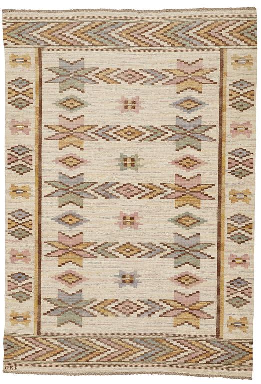 Märta Måås-Fjetterström, A carpet, "Vit botten", flat weave, ca 293-301,5 x 201,5-205 cm, signed MMF.