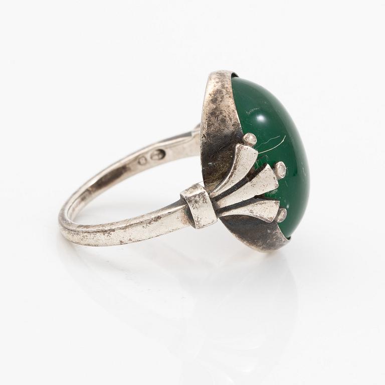 Georg Jensen, ring sterling silver with cabochon-cut green quartz.