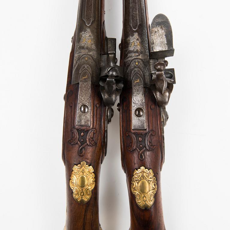 A pair of mid 18th Century German-Austrian flintlock pistols.