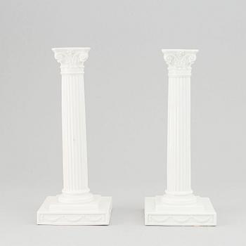 Gustavsberg, ljusstakar ett par, flintgods, 1900-talets början.