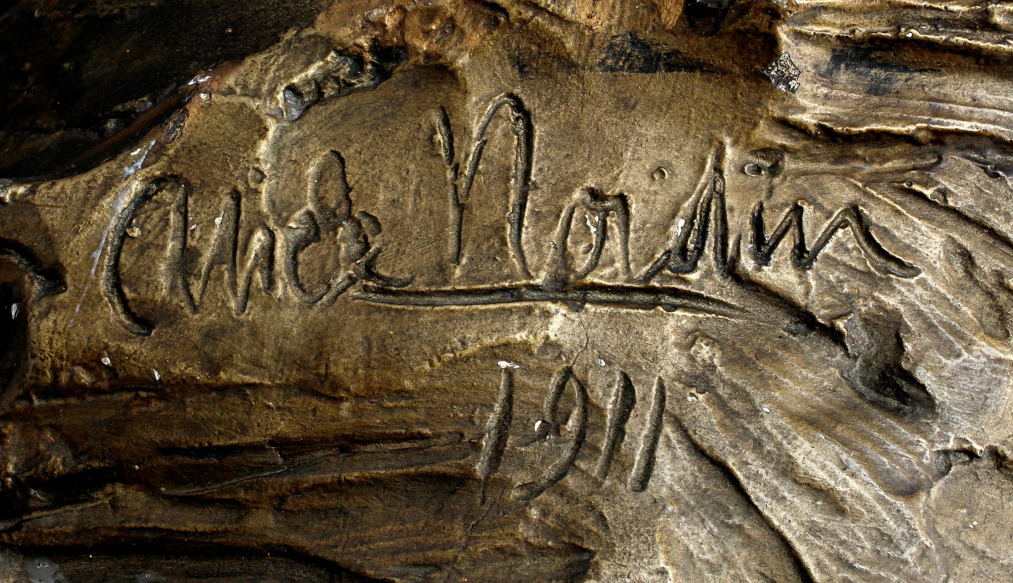 ALICE NORDIN, skulptur, gips, sign och dat 1911.