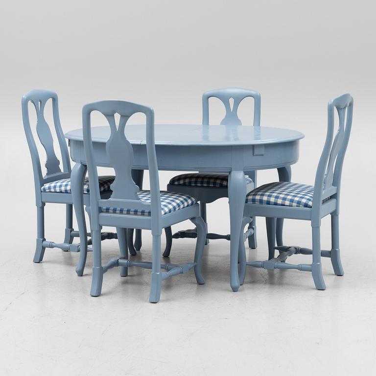 A five-piece Rococo style dining suite, circa 1900.