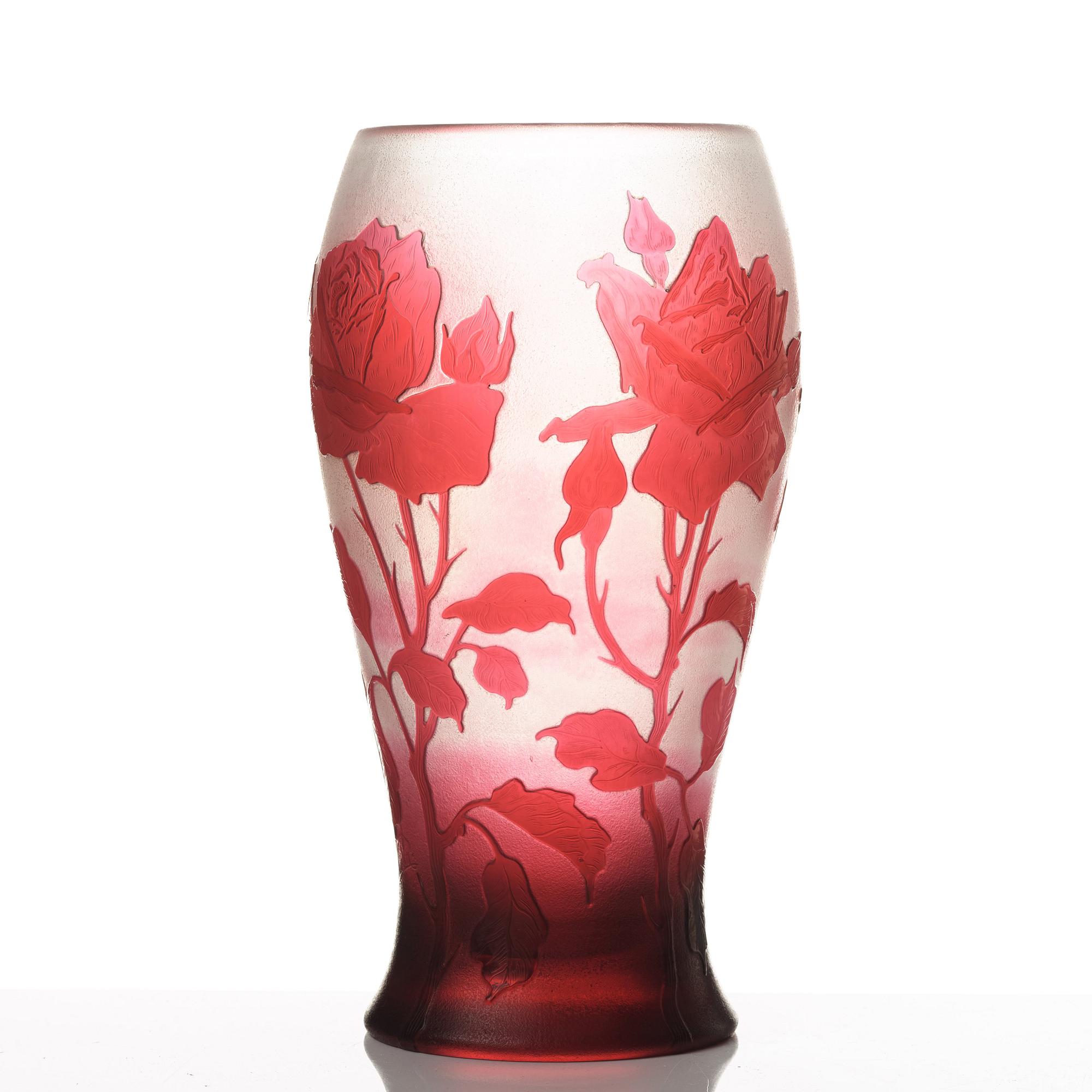 Karl Lindeberg, an Art Nouveau cameo glass vase, Kosta early 20th century.