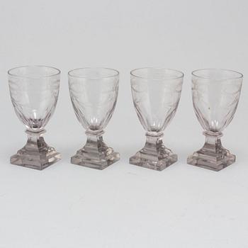 Four late Gustavian wine glasses, early 19th century.