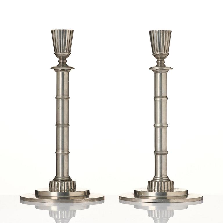 Erik Fleming, a pair of pewter candlesticks, Norrahammars Tenn, 1930.