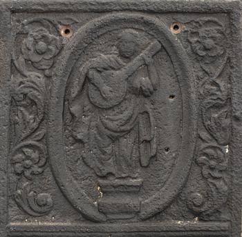 A SET OF 2 CAST IRON STOVE FRONTS, 18/19th century.