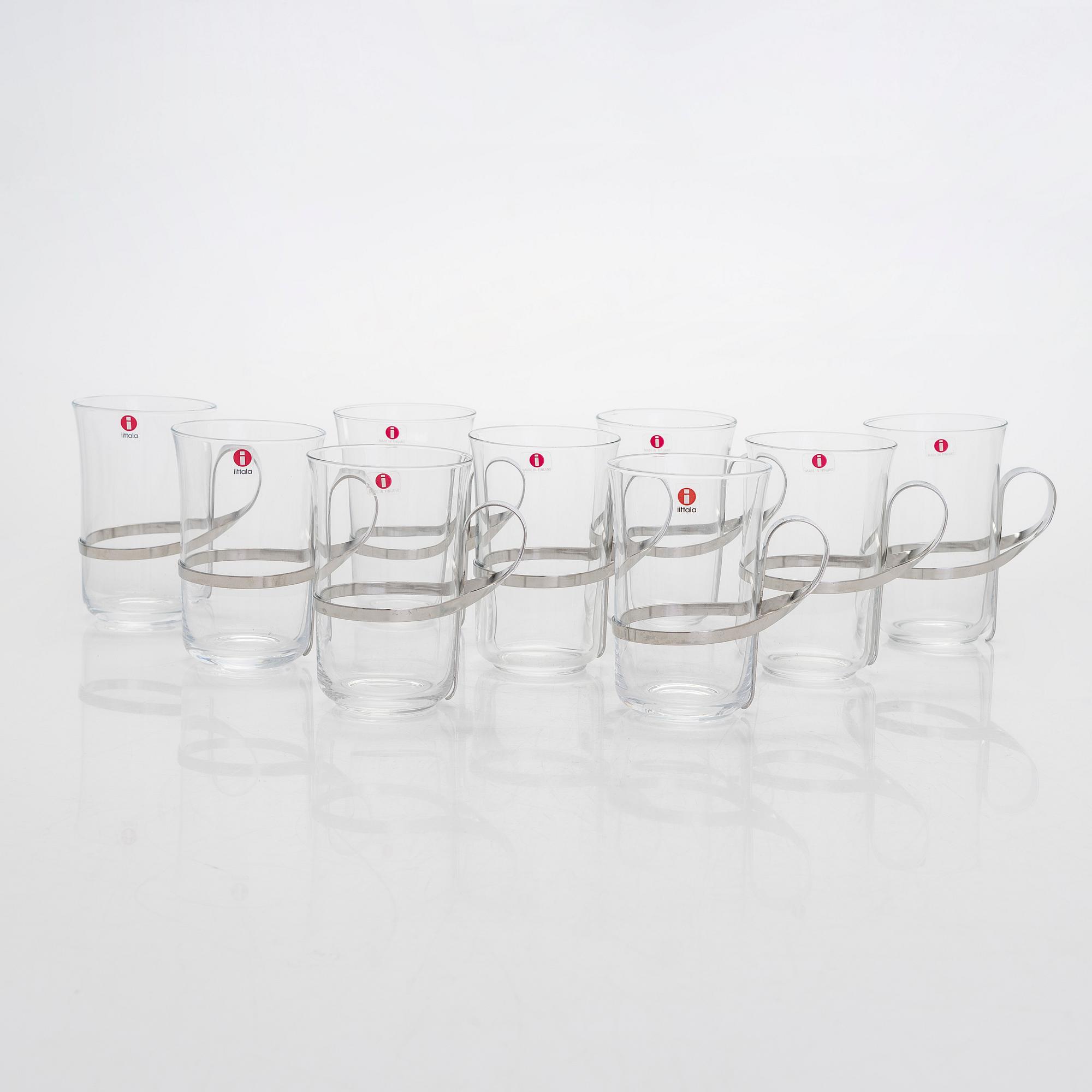 Vivianna Torun Bülow-Hübe, a set of nine 1980s 'Thea' hot drink glasses for Iittala.