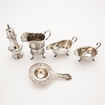 Parti silver, 5 delar, England, London, 1900-tal.
