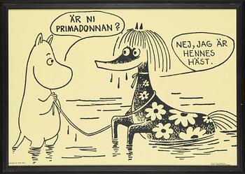 Tove Jansson, poster, Moomin, Bull's Presstjänst, Art Work Shop, 1960s.