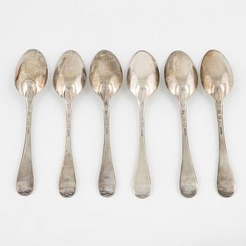 Fredrik Pettersson Ström, six silver spoons, Stockholm, 1784.