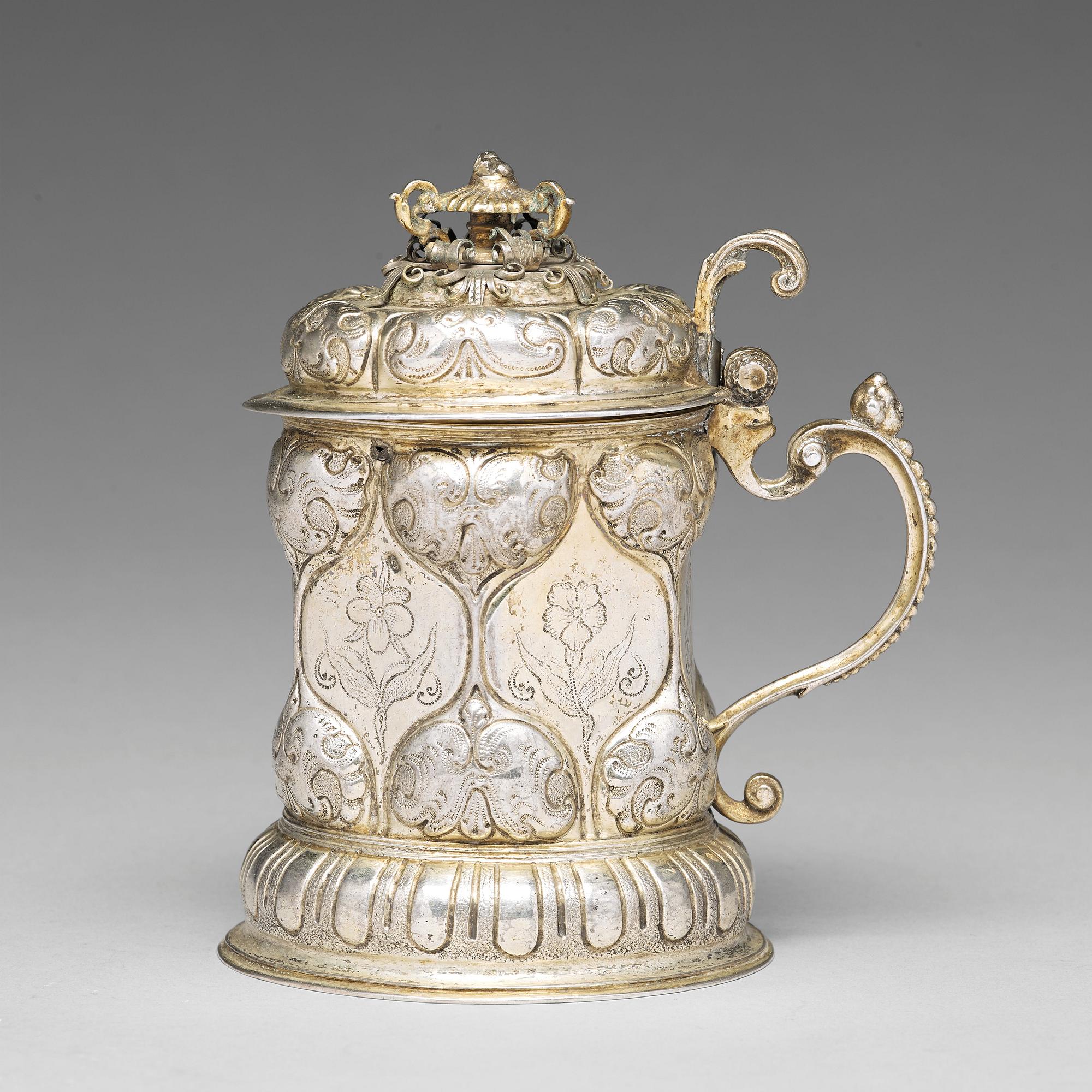 A German 17th century silver-gilt tankard, mark of Philipp Plapert, Nürnberg (1637-1665).