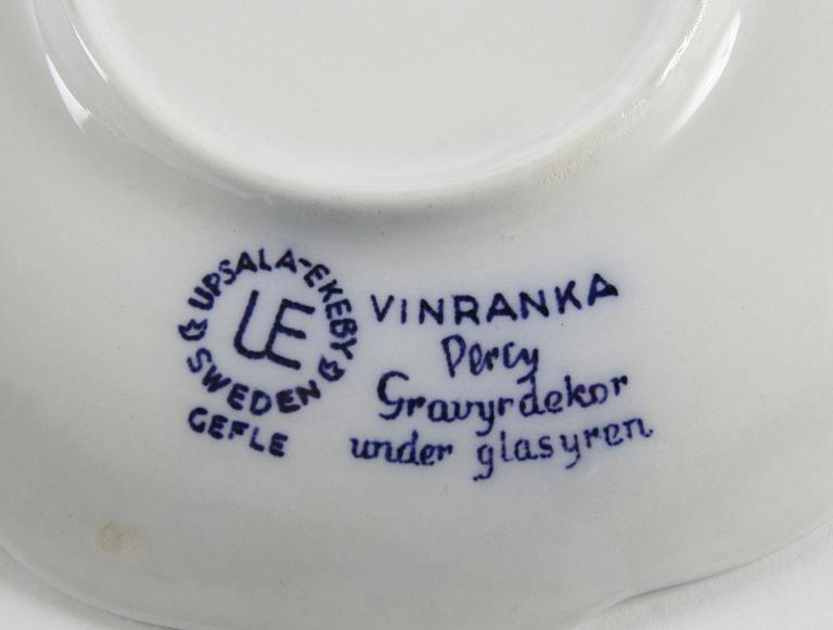 SERVIS, 35 delar, flintgods, "Blå vinranka", Arhtur Percy, Gefle.