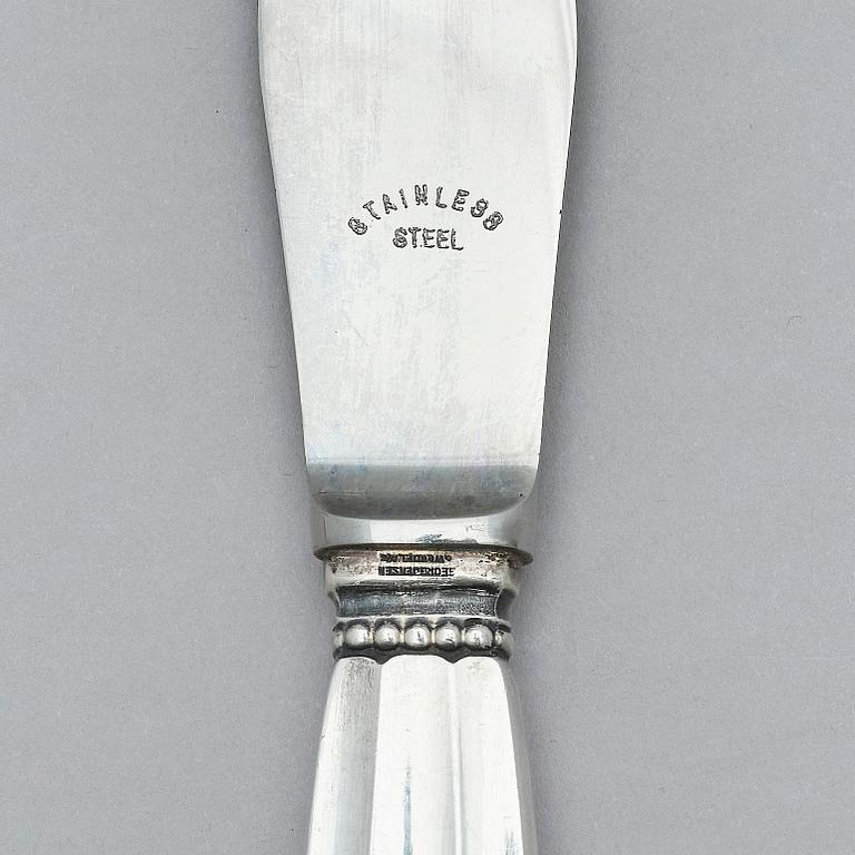 Georg Jensen, a set of 139 pieces of  'Acorn' sterling silver and stainless steel flatware, design Johan Rohde, Copenhagen after 1945.