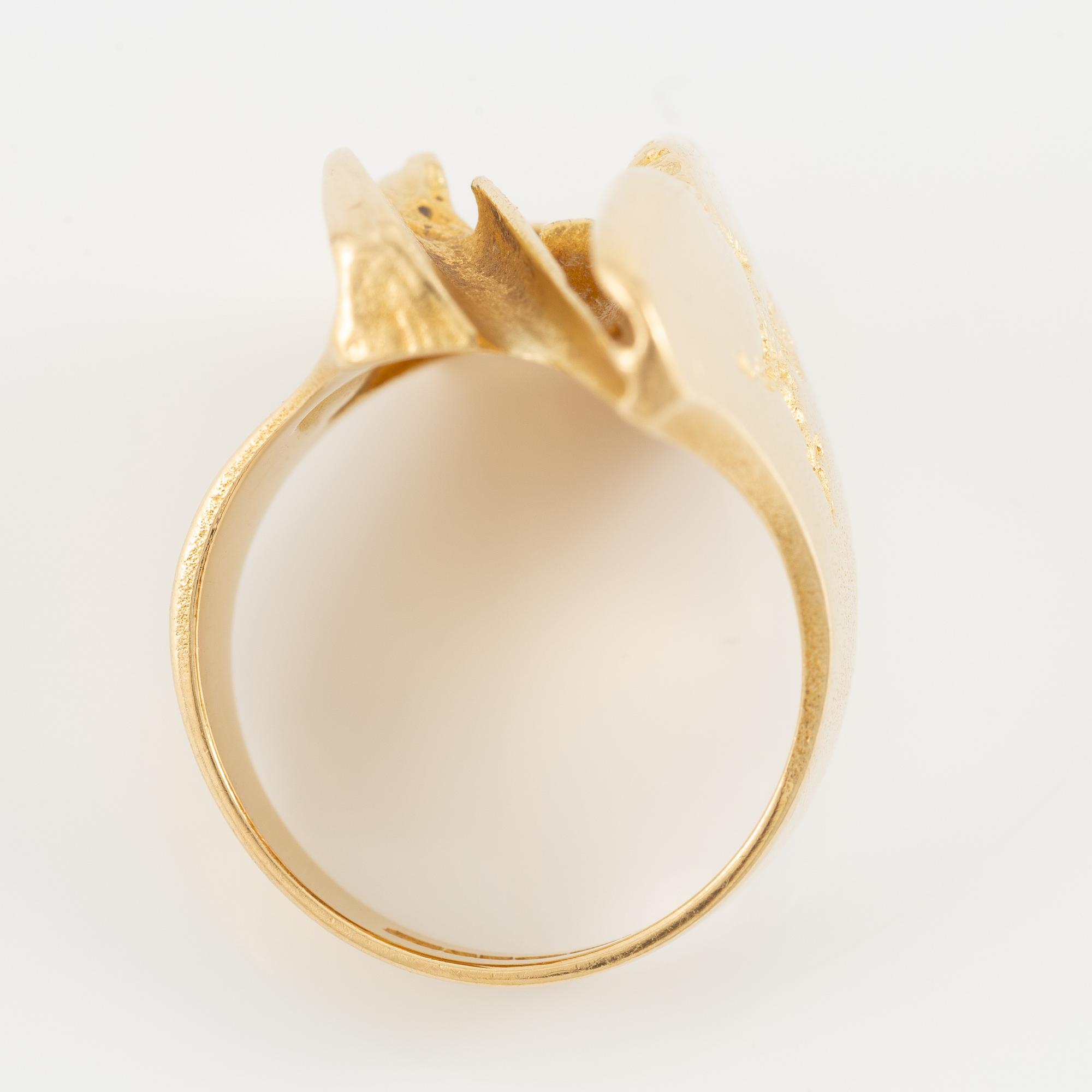 Björn Weckström, ring 18K gold with green tourmaline "Tourmaline River", Finland 1989.