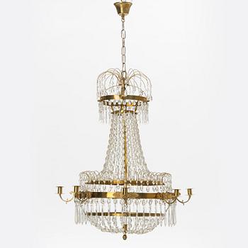 A Gustavian style 9 candle chandelier.