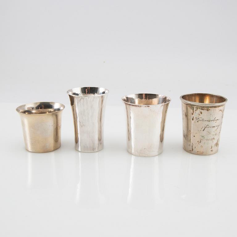 A collection of cups 12 pcs silver 18th/19th century.