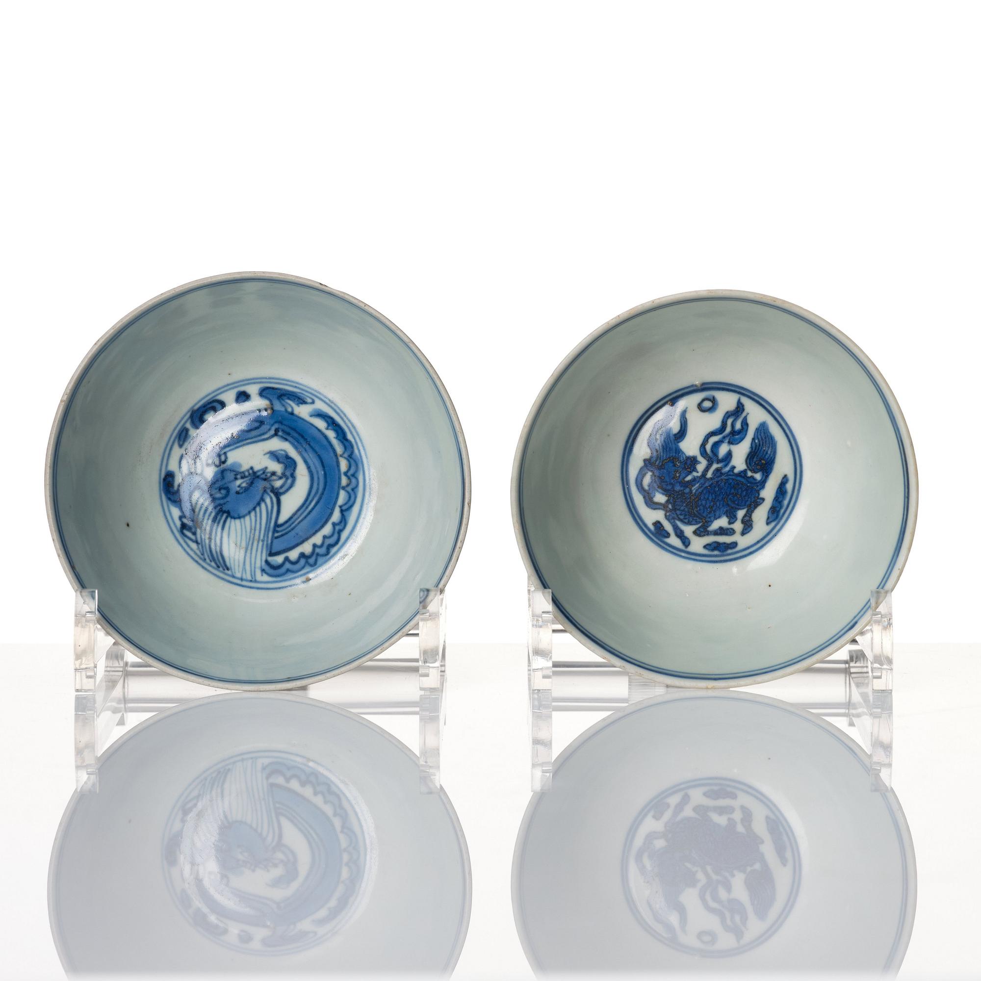 Two blue and white bowls, Ming dynasty, (1368-1644).