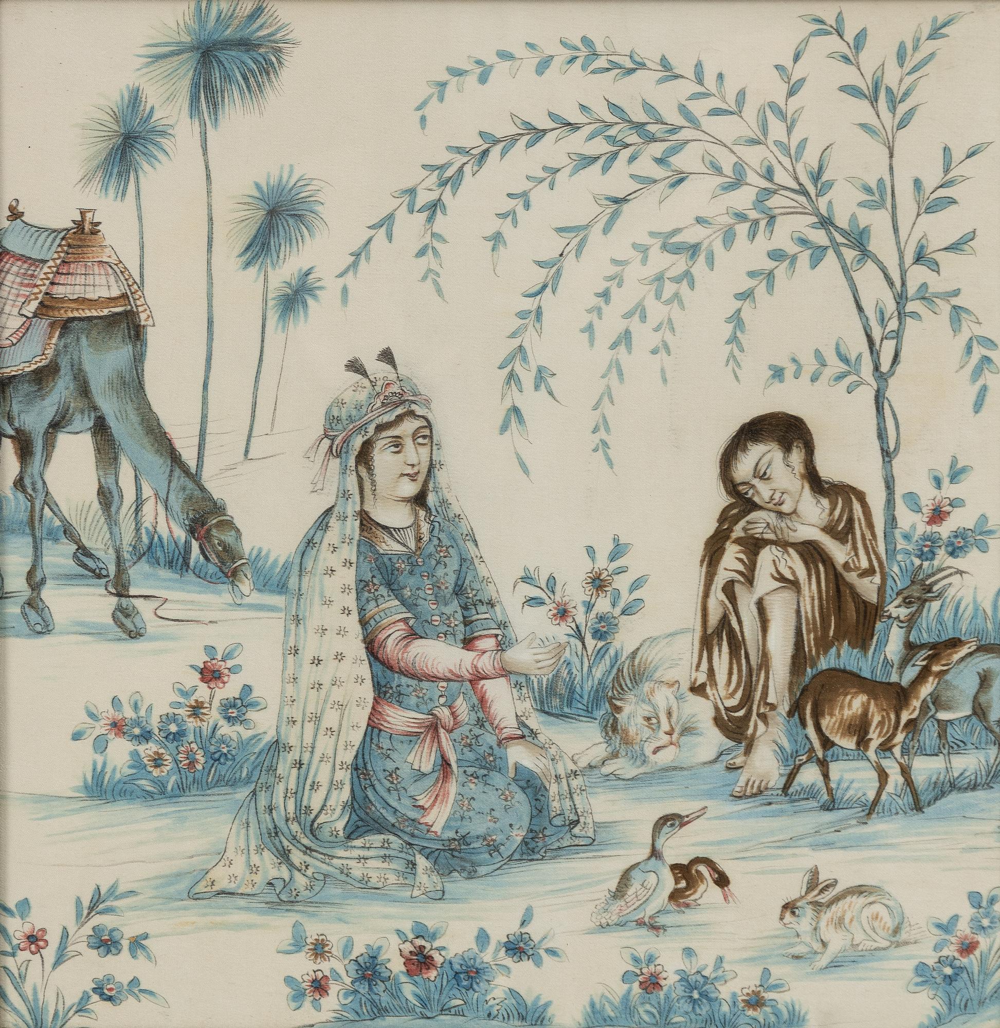 Sidenmålningar, ett par, Persien, omkring år 1900.