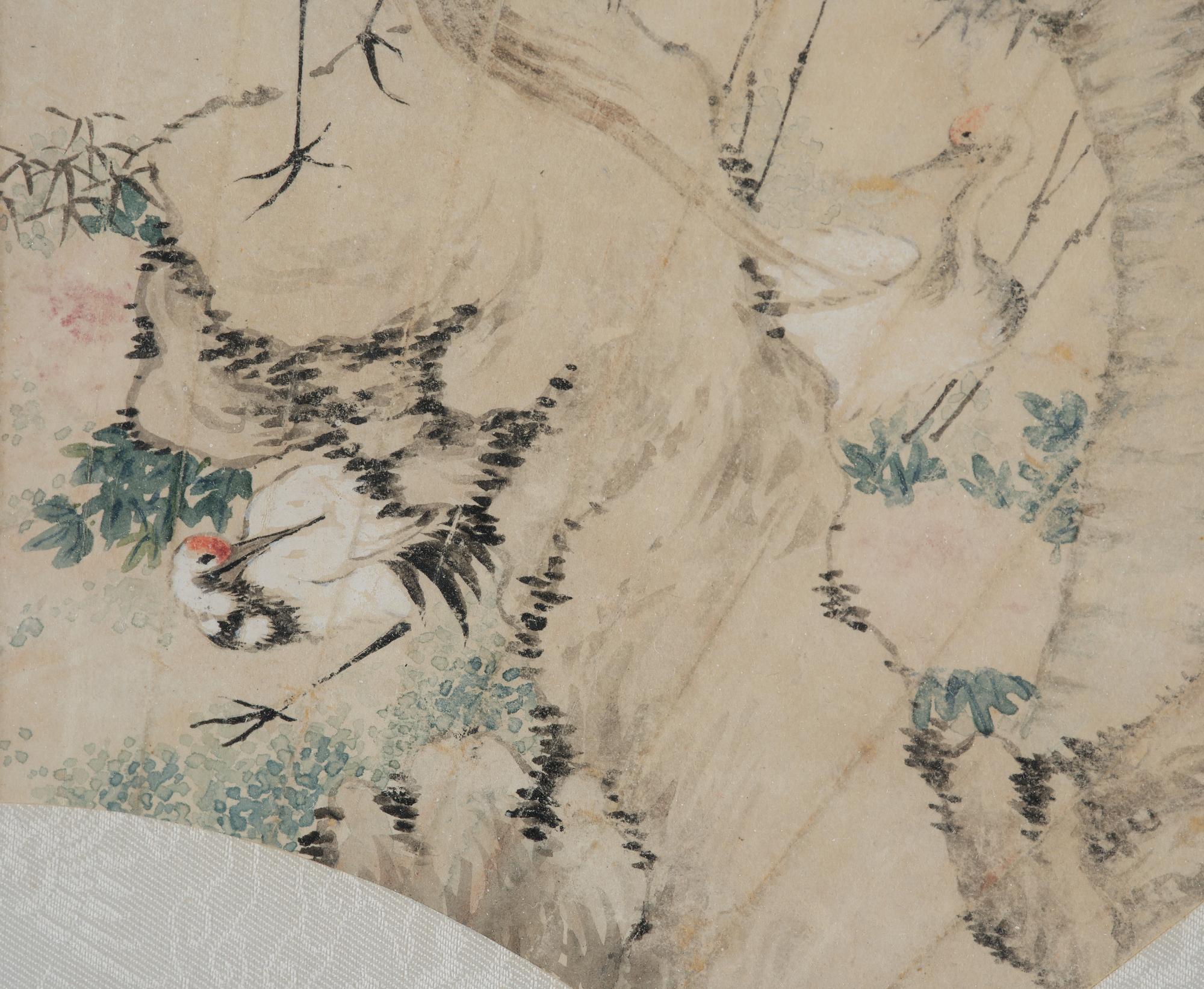 Solfjädersmålningar, tre stycken, Kina, 1900-tal.