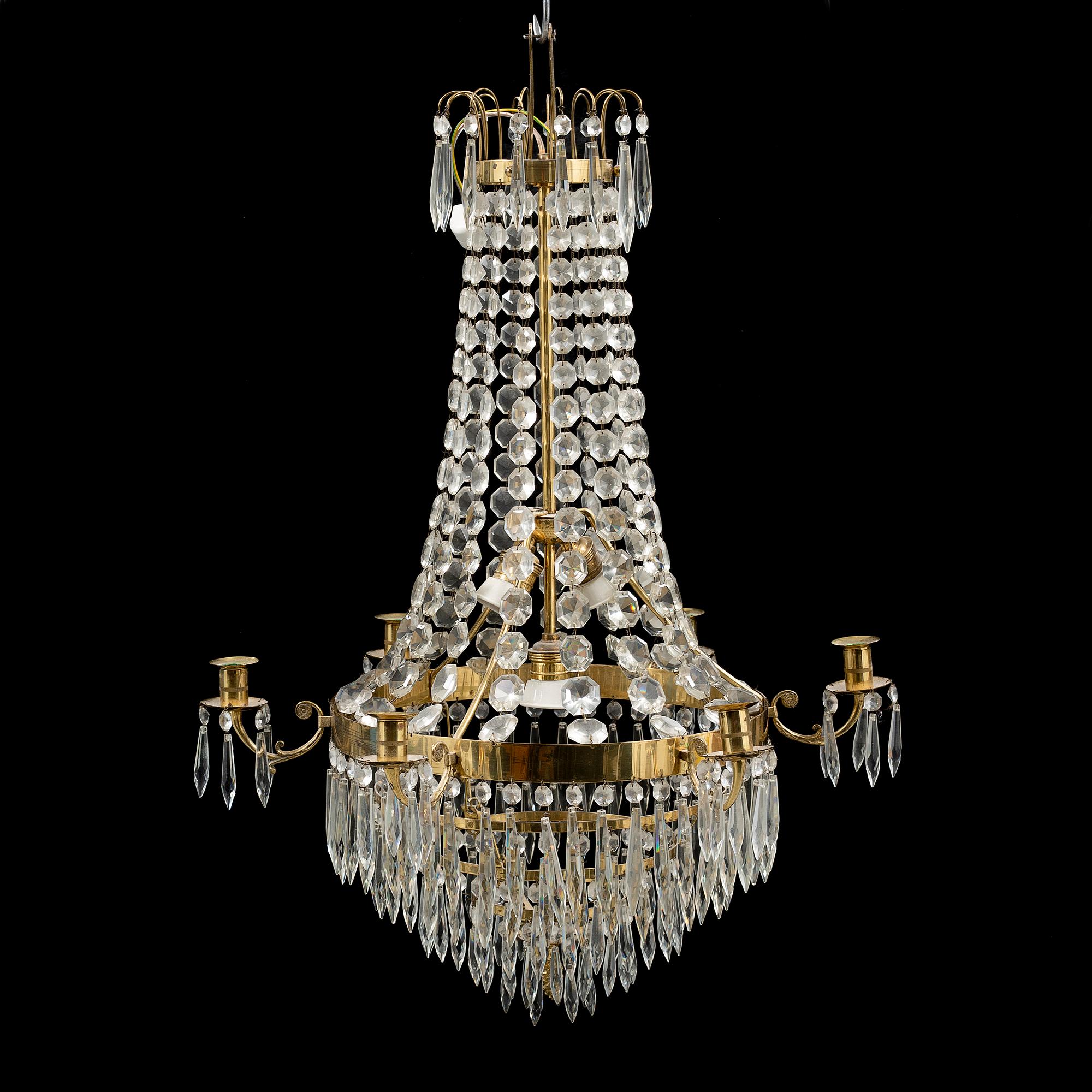 An empire style chandelier from the second half of the 20th century.