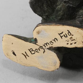 SKULPTURER, 2 st, patinerad brons, en med gjutarstämpel H Bergman Fud, 1900-tal.