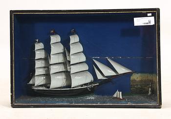 HALVMODELL med FARTYG. 1800/1900-tal.