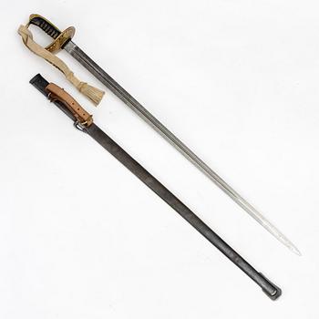 A Swedish 1893 pattern cavalry sabre, with scabbard.