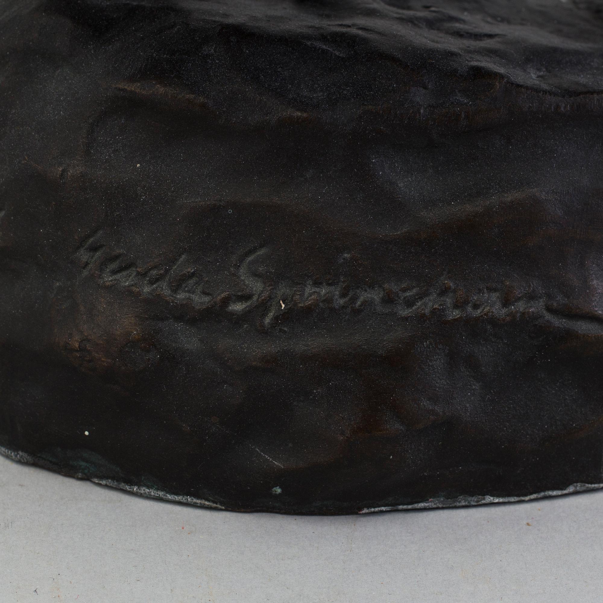 GERDA SPRINCHORN, skulptur, mörkpatinerad brons, signerad Gerda Sprinchorn. Gjutarstämpel Herman Bergman fud.