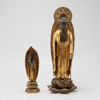 Two Japanese buddhas, Meiji period (1868-1912).