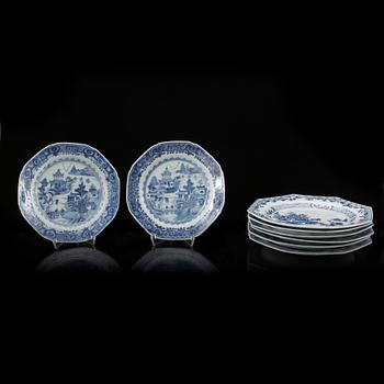 TALLRIKAR, 6 st samt ASSIETTER, 2 st, kompaniporslin, Kina, 1700-tal.