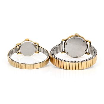 DAMARMBANDSUR, 2 st, Zenith, guld på stål,
