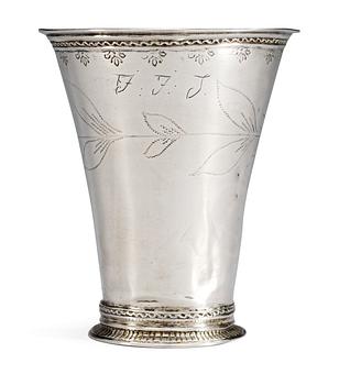 344. A Swedish 18th cent silver beaker, marks of Lorens Stabeus Stockholm 1752.